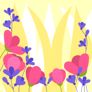 Pink blue flowers. Free illustration for personal and commercial use.