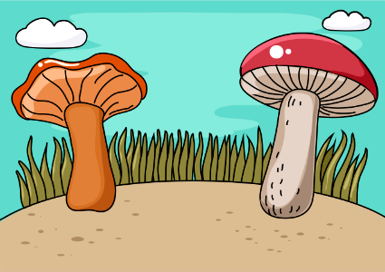 Two mushrooms. Free illustration for personal and commercial use.