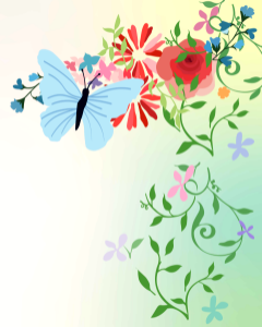 Vintage Scrapbook Watercolor butterfly flower. Free illustration for personal and commercial use.