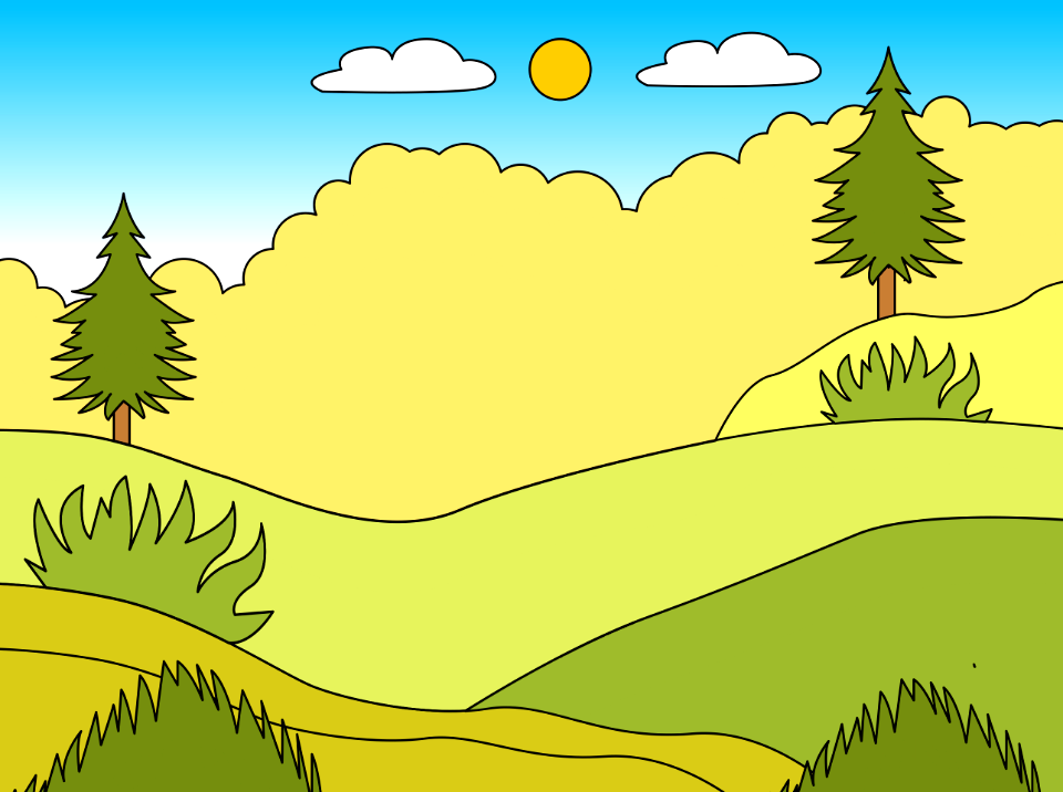 Hills landscape. Free illustration for personal and commercial use.