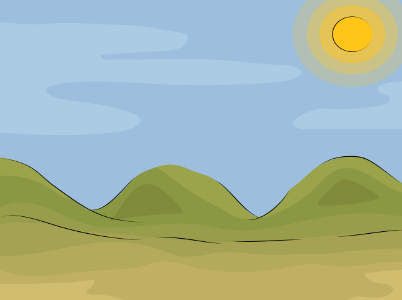 Primitive hills landscape. Free illustration for personal and commercial use.