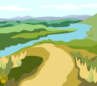 River landscape. Free illustration for personal and commercial use.