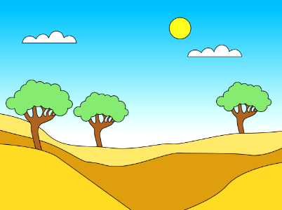 Three trees safary. Free illustration for personal and commercial use.