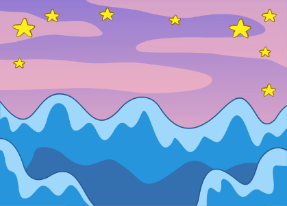 Mountains in starry night. Free illustration for personal and commercial use.