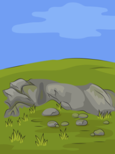Rocky meadow. Free illustration for personal and commercial use.