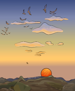 Sunrise. Free illustration for personal and commercial use.
