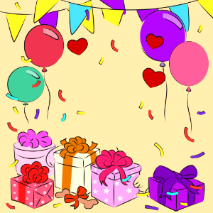 Birthday presents. Free illustration for personal and commercial use.