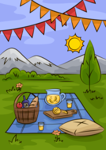 Picnic scene. Free illustration for personal and commercial use.
