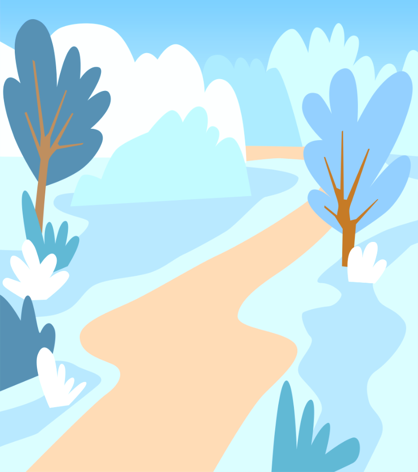 Blue forest road. Free illustration for personal and commercial use.