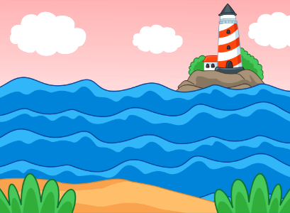 Red lighthouse. Free illustration for personal and commercial use.