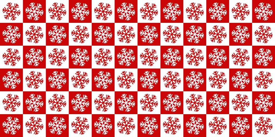 Red white square snowflakes. Free illustration for personal and commercial use.