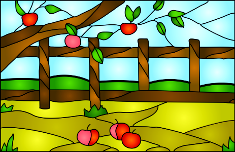 Apples fall. Free illustration for personal and commercial use.