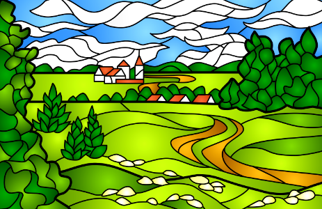 Summer landscape. Free illustration for personal and commercial use.