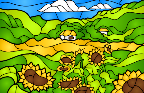 Sunflower field. Free illustration for personal and commercial use.