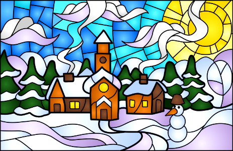 Winter town. Free illustration for personal and commercial use.