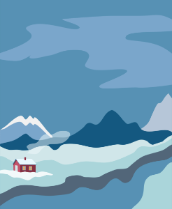 Distant winter house. Free illustration for personal and commercial use.