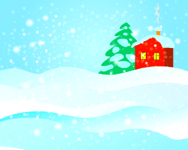 Winter red house. Free illustration for personal and commercial use.