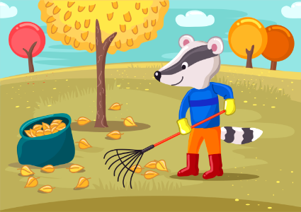 Badger cleanup the garbage. Free illustration for personal and commercial use.