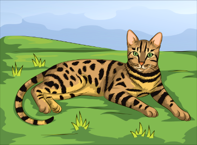 Brown spotted tabby bengal cat. Free illustration for personal and commercial use.