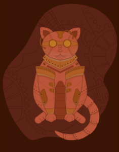 Steampunk Cat. Free illustration for personal and commercial use.