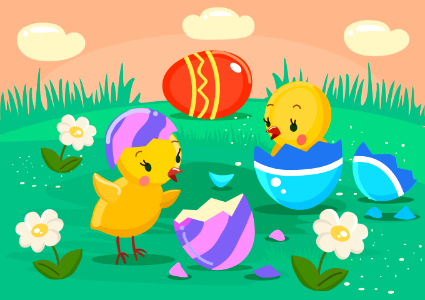 Easter chicks. Free illustration for personal and commercial use.