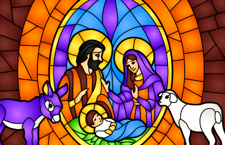 Nativity Scene Stained Glass. Free illustration for personal and commercial use.
