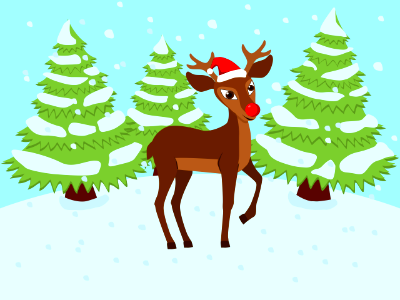 Red nosed Christmas Reindeer Rudolph. Free illustration for personal and commercial use.
