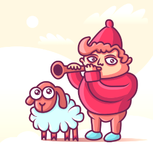 Shepherd with a sheep. Free illustration for personal and commercial use.