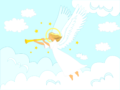 Christmas angel with trumpet. Free illustration for personal and commercial use.