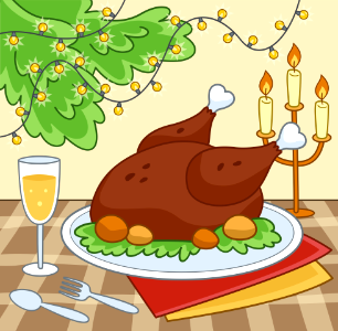 Christmas dinner. Free illustration for personal and commercial use.