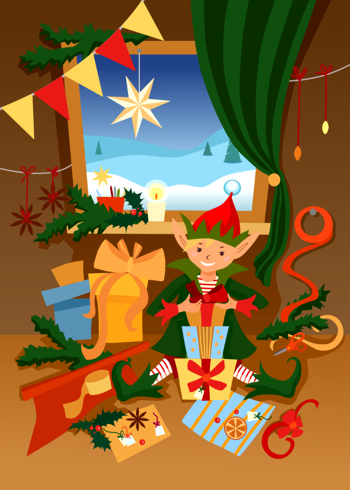 Christmas elf. Free illustration for personal and commercial use.