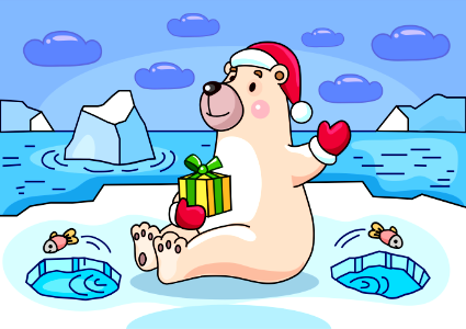 Christmas polar bear. Free illustration for personal and commercial use.