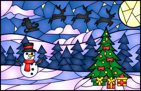 Christmas Scene Stained Glass. Free illustration for personal and commercial use.
