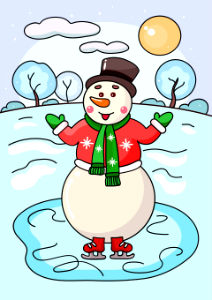 Christmas snowman. Free illustration for personal and commercial use.