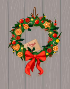 Christmas wreath. Free illustration for personal and commercial use.
