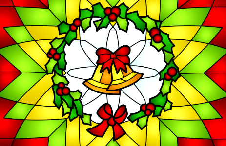 Christmas Wreath With Jingle Bells Stained Glass. Free illustration for personal and commercial use.