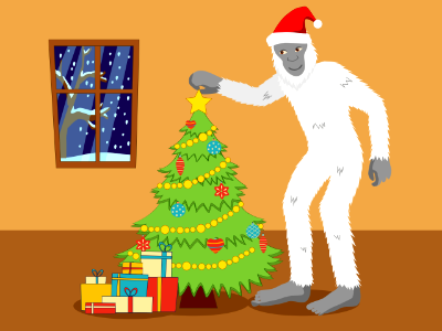 Christmas Yeti. Free illustration for personal and commercial use.