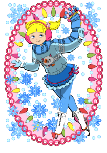 Girl ice skater card. Free illustration for personal and commercial use.