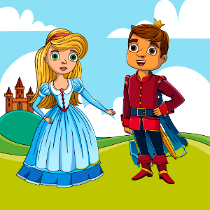 Cinderella and Prince. Free illustration for personal and commercial use.