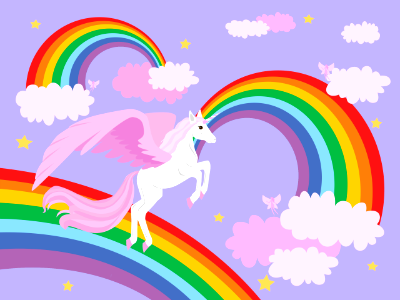 Winged Unicorn and rainbow. Free illustration for personal and commercial use.