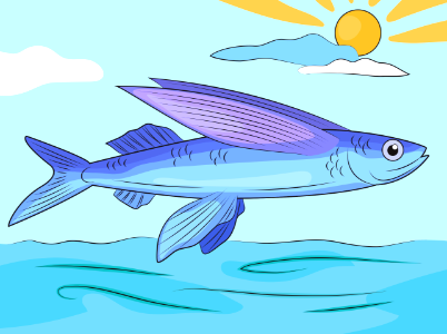 Flying Fish. Free illustration for personal and commercial use.