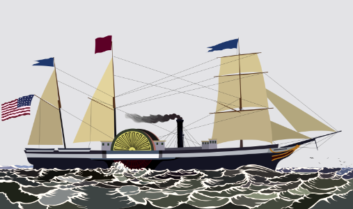 Packet Steamer Sailing Ship. Free illustration for personal and commercial use.