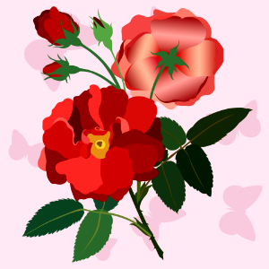 Red Rose Vintage Botanical Flower. Free illustration for personal and commercial use.