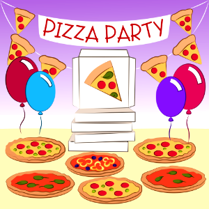 Pizza party. Free illustration for personal and commercial use.