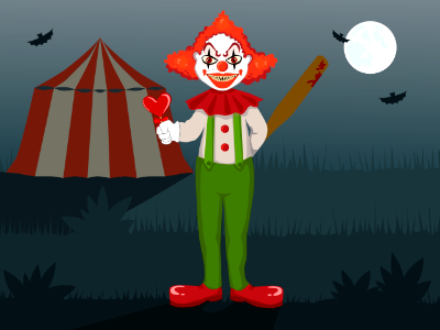 Evil clown. Free illustration for personal and commercial use.