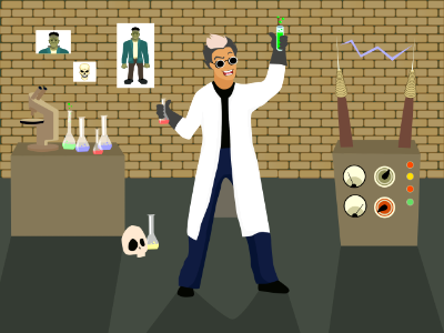 Evil scientist. Free illustration for personal and commercial use.