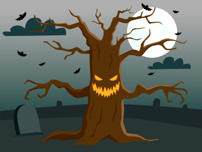 Haunted tree. Free illustration for personal and commercial use.