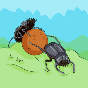 Dung Beetles. Free illustration for personal and commercial use.