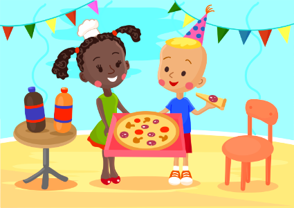 Pizza party. Free illustration for personal and commercial use.