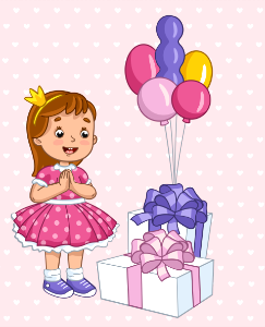 Birthday girl. Free illustration for personal and commercial use.